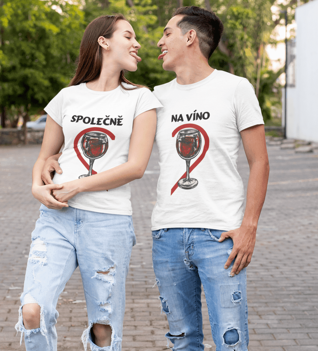 t shirt mockup of a couple sticking their tongues out 30746