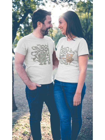 Trička pro páry Robot love labyrint
