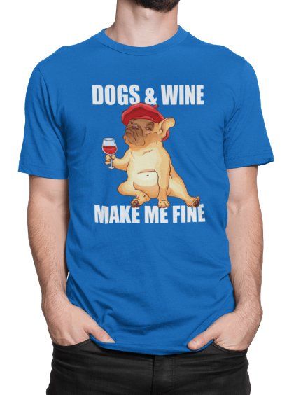 Tričko s potiskem Dogs and wine