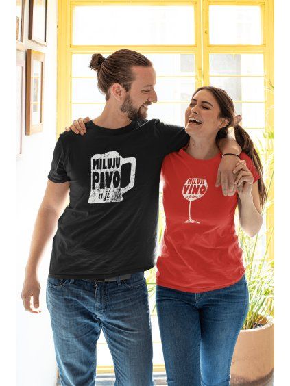 Trička pro páry Miluji pivo a víno
