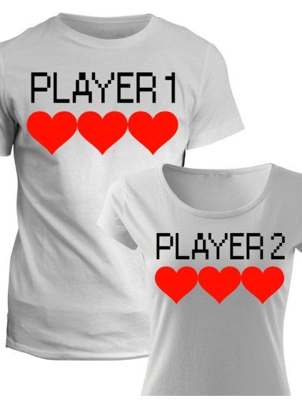Trička pro páry Player 1 & 2